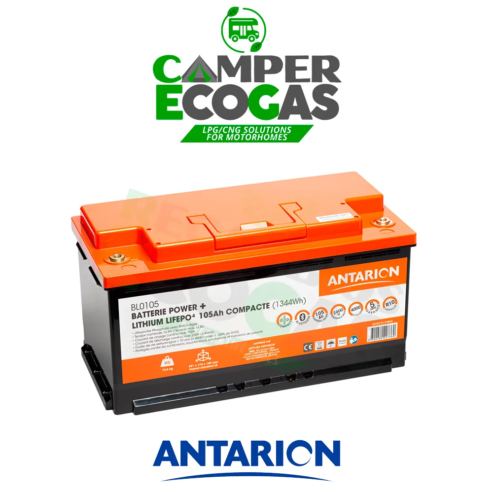 Antarion Batería de litio 105Ah POWER + Bluetooth, con calefactor integrado