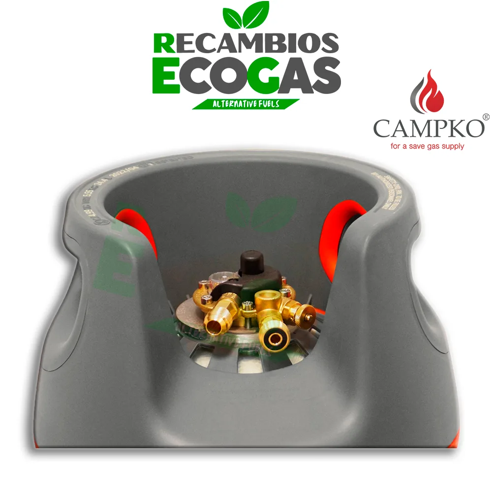CAMPKO botella de gas compuesta de 24-4 litros con multiválvula del 80 (2) CAMPKO botella de gas compuesta de 24,4 litros con multiválvula del 80%