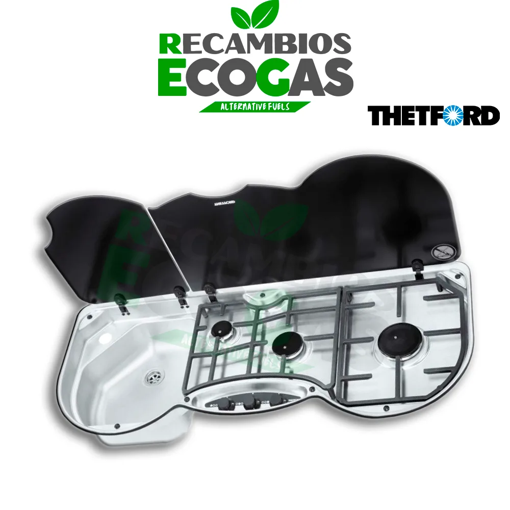 Thetford 353 Unidad combinada de quemador y fregadero LH con tapas de cristal