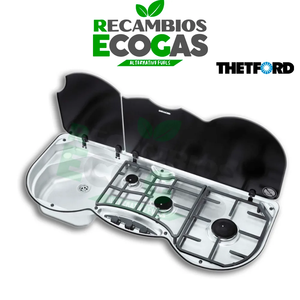 Thetford 353 Unidad combinada de quemador y fregadero LH con tapas de cristal