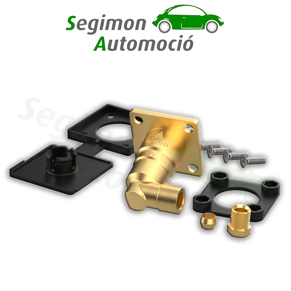 CAMPKO Válvula de llenado de GLP W21.8 x 1/14 en línea de cobre de 8 mm - acodada