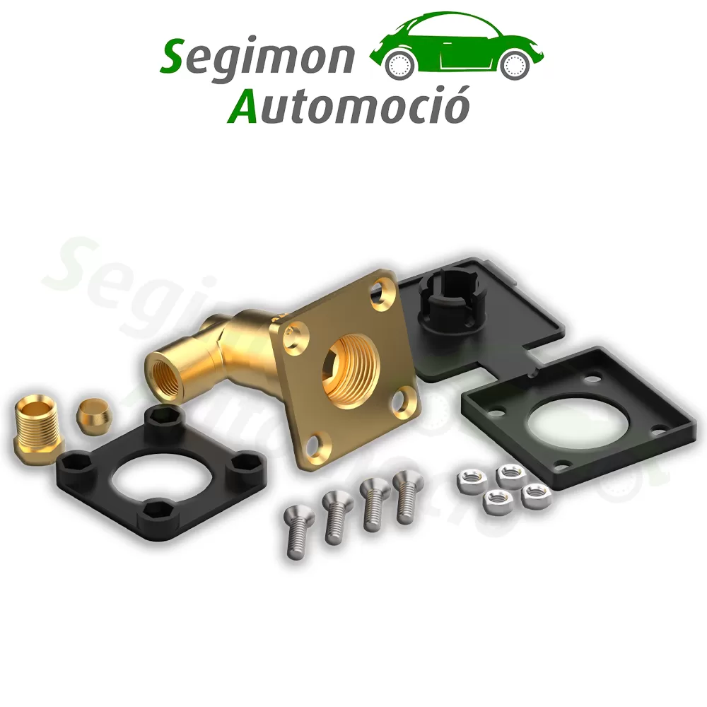 CAMPKO Válvula de llenado de GLP W21.8 x 1/14 en línea de cobre de 8 mm - acodada