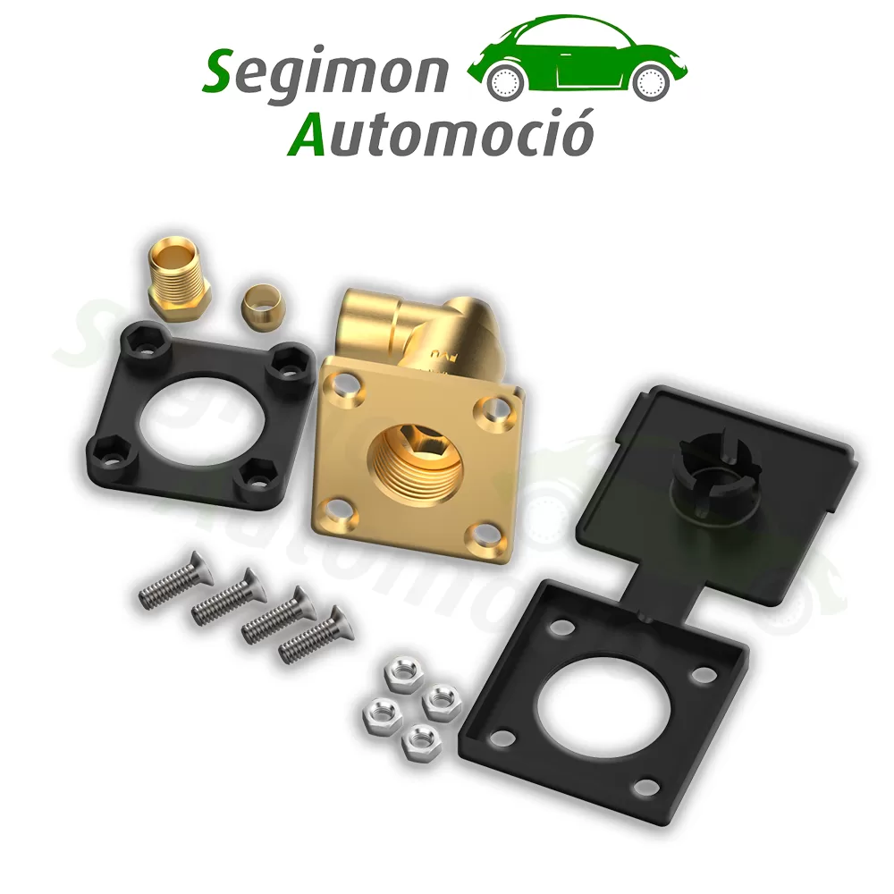 CAMPKO Válvula de llenado de GLP W21.8 x 1/14 en línea de cobre de 8 mm - acodada