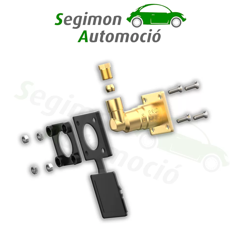 CAMPKO Válvula de llenado de GLP W21.8 x 1/14 en línea de cobre de 8 mm - acodada