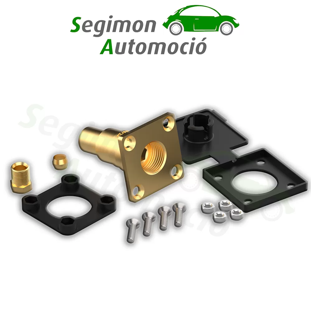 CAMPKO Válvula de llenado de GLP W21.8 x 1/14 en línea de cobre de 8 mm - recta