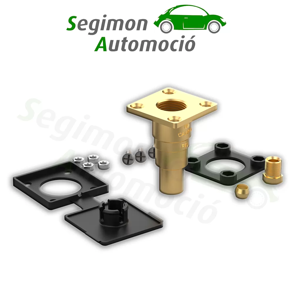 CAMPKO Válvula de llenado de GLP W21.8 x 1/14 en línea de cobre de 8 mm - recta