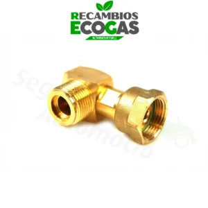 Grifo de gas de dos vías G 1/4 LH-ÜM x 2 x G 1/4 LH-KN
