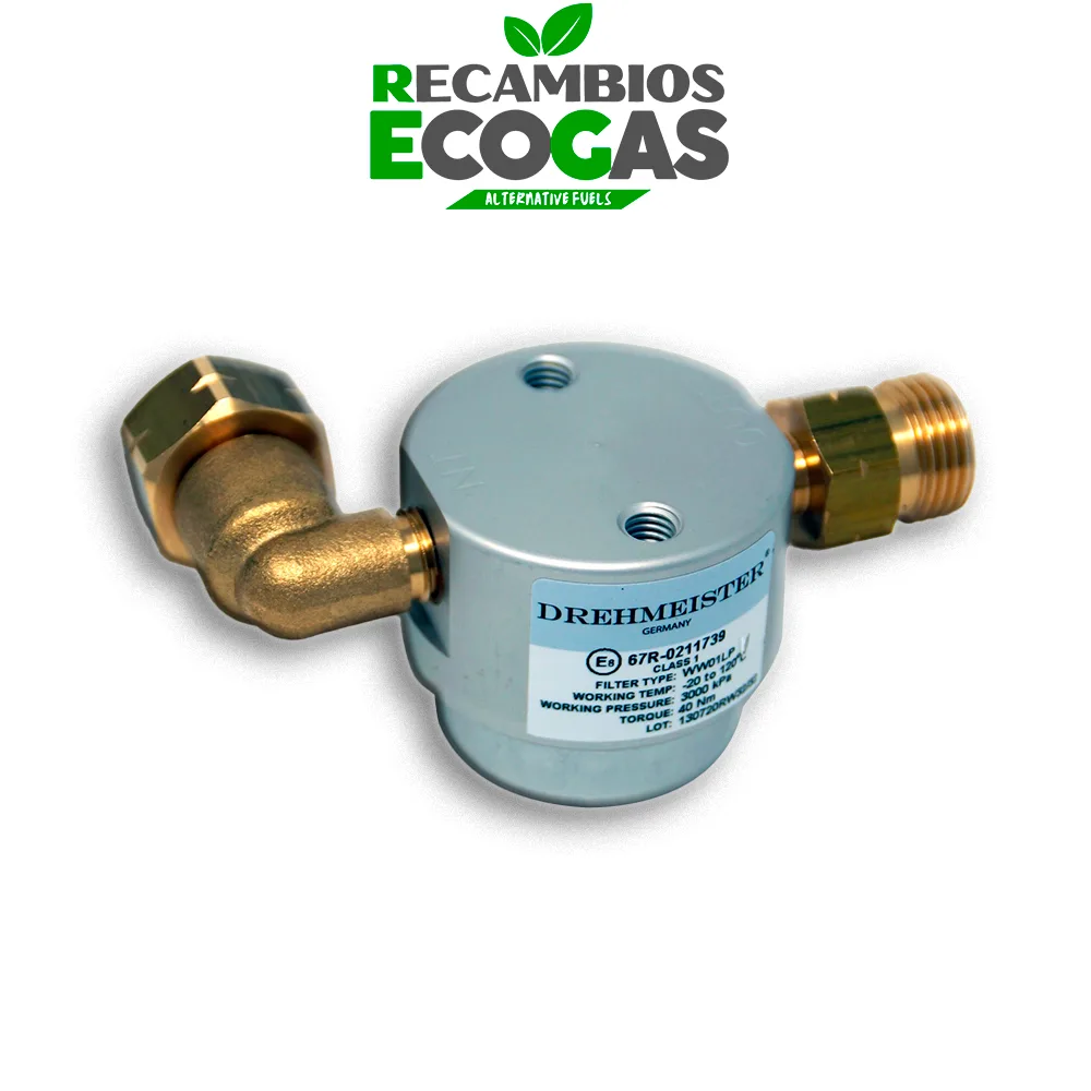 DREHMEISTER Filtro para cilindros GLP 21,8 LH x G12 recto - angulado - horizontal