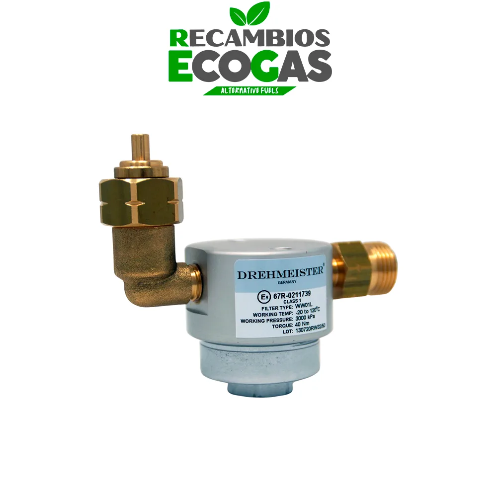 DREHMEISTER Filtro para cilindros GLP 21,8 LH x G12 recto - angulado - vertical