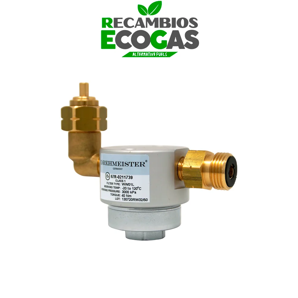 DREHMEISTER Filtro para cilindros GLP 21,8 LH x G12 recto - angulado - vertical