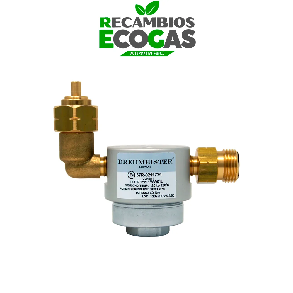 DREHMEISTER Filtro para cilindros GLP 21,8 LH x G12 recto - angulado - vertical