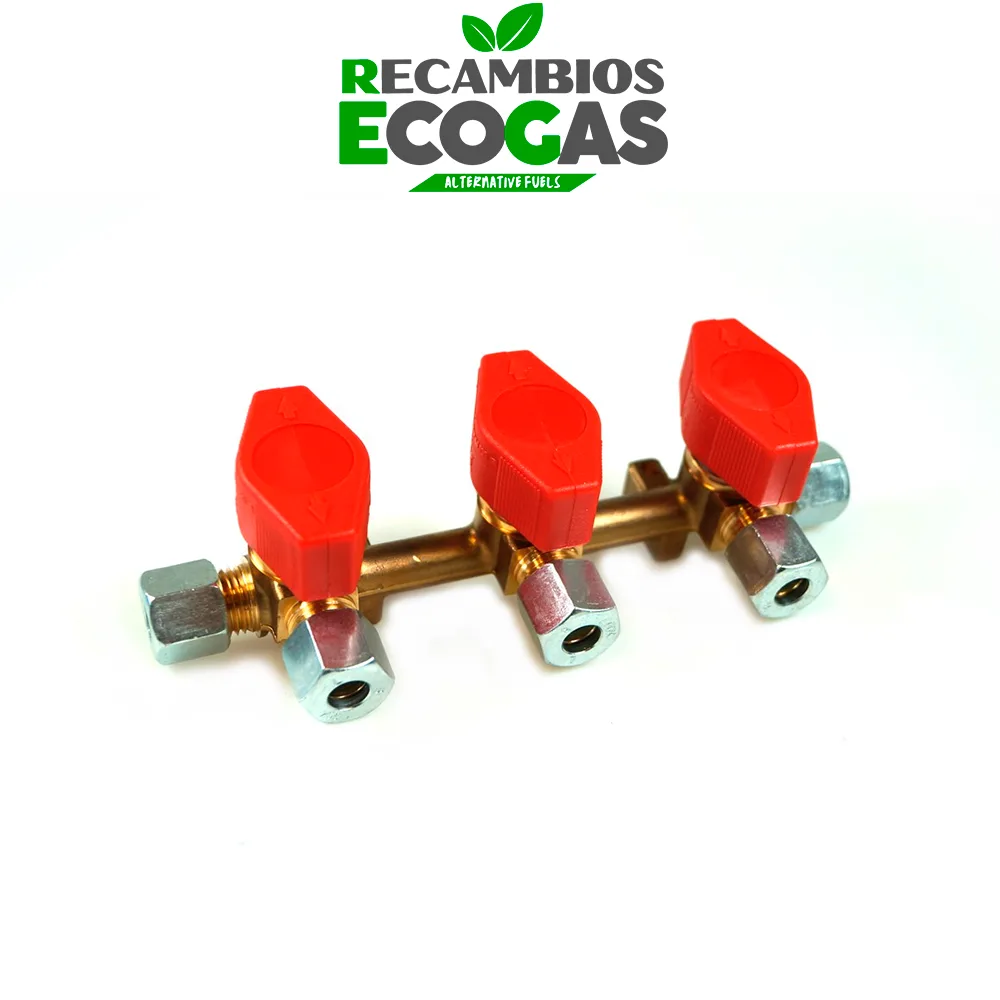 GOK bloque de distribución de 3 vías 10 mm salida 8 mm