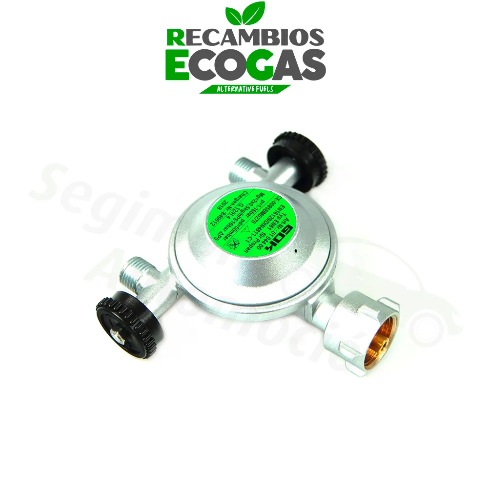GOK regulador de gas EN61 1 kg/h 50 mbar con 2 salidas
