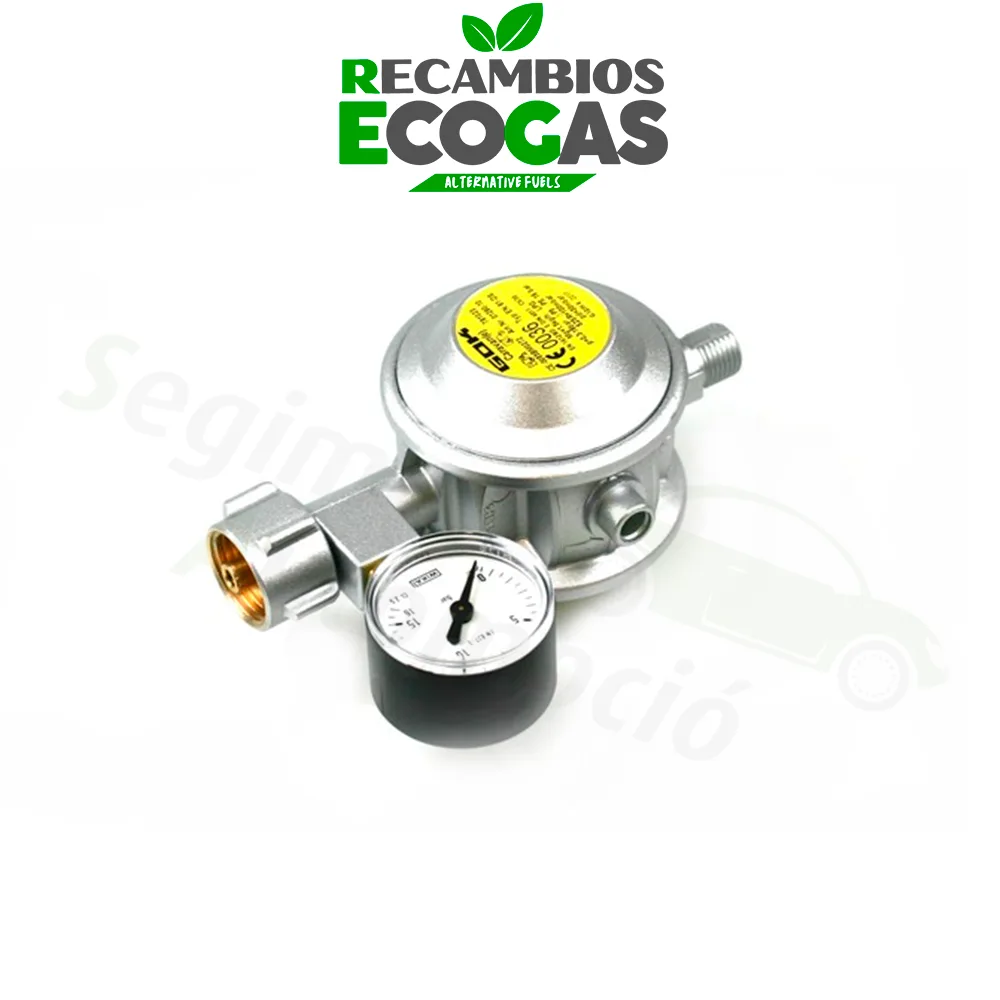 GOK regulador de presión baja 30 mbar 1,5 kg/h - para botellas pequeñas incl. Manómetro