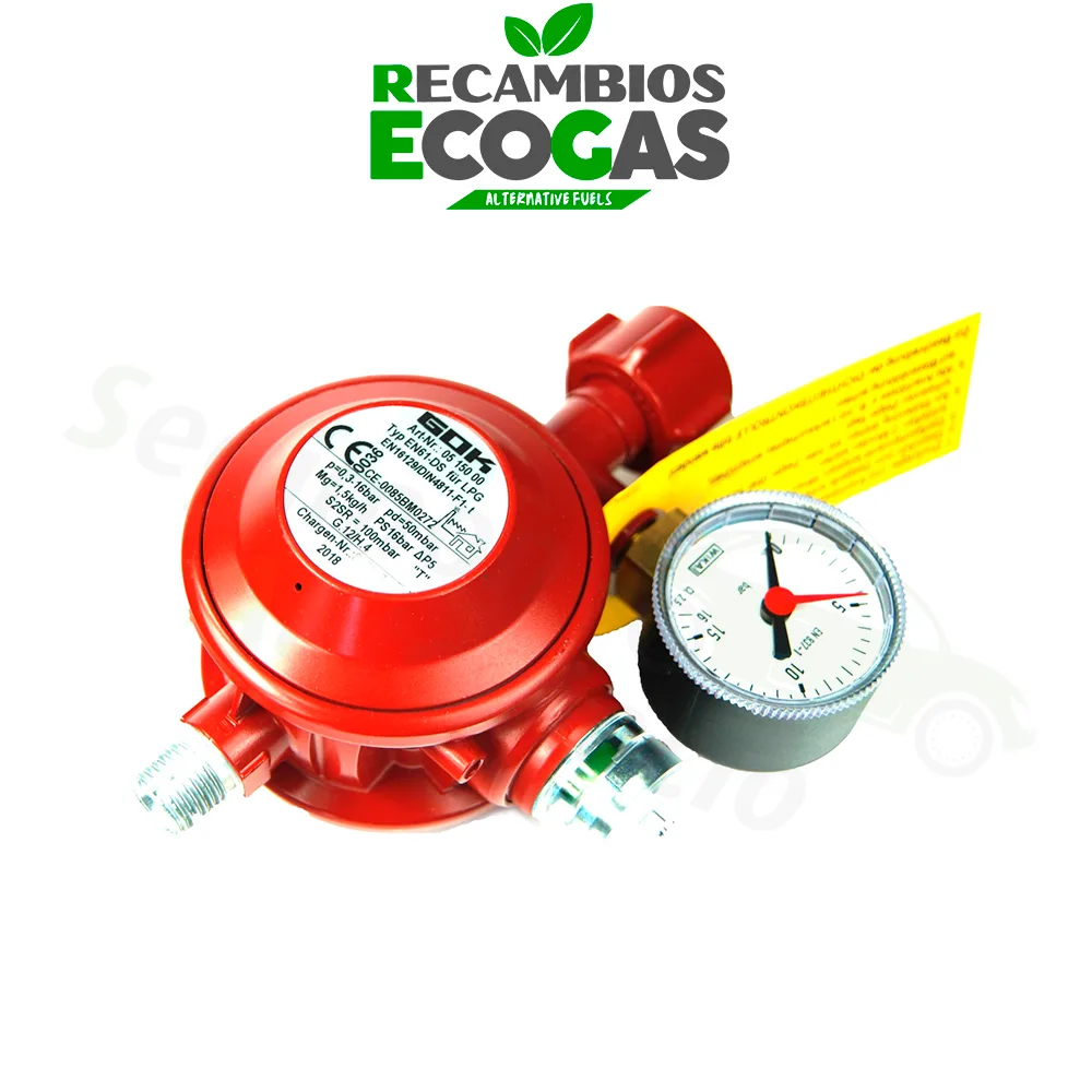 GOK regulador de presión baja EN61-DS 1,5 kg/h 50 mbar incl. manómetro
