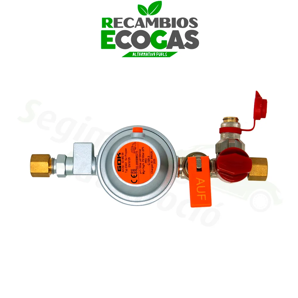 GOK sistema regulador 50 mbar EN61- 1 kg/h RVS 8 mm x UV/SKU x RVS 8 mm