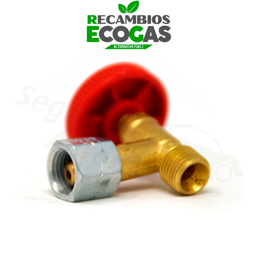 Grifo de gas unidireccional de 90° G 1/4 LH-ÜM x G 1/4 LH-KN