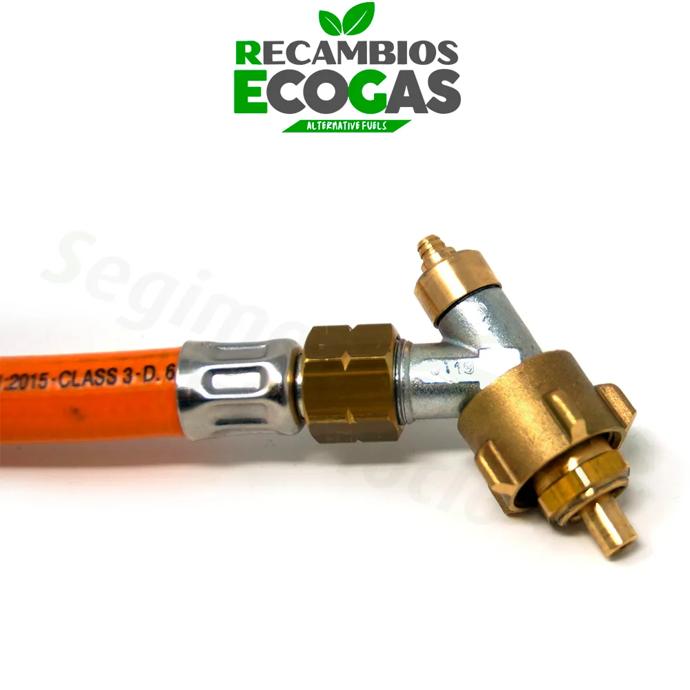 Manguera de gas Cavagna G.36 (M20x1,5) x G.12 (KLF) con protección contra la rotura de la manguera - 450 mm