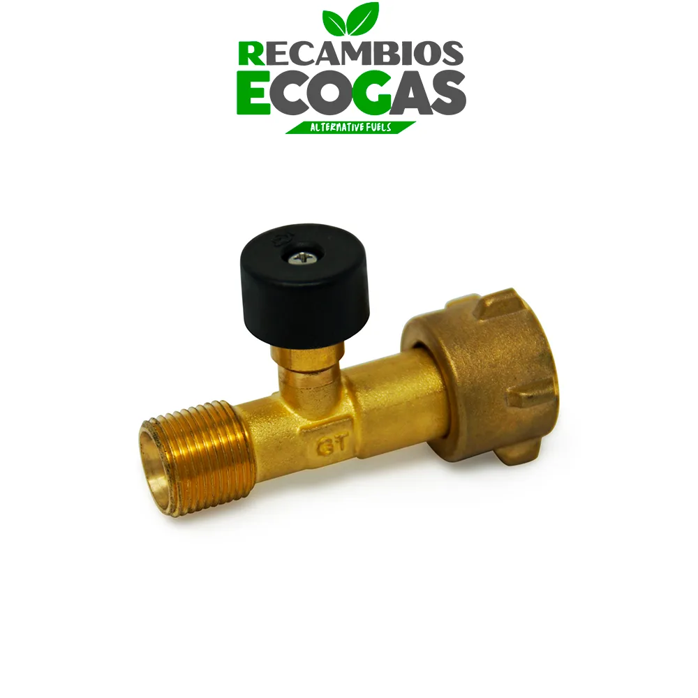 Válvula de alivio externa, protección contra la ruptura de la manguera Gas LP (propano/butano) G.12 W21.8 x 1/14 L.H. (KLF) x 3/8 "LH