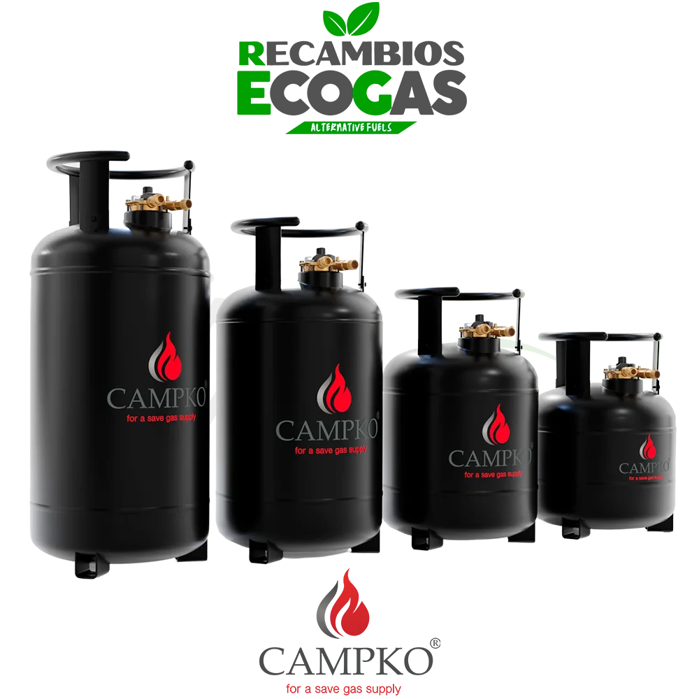 Bombona de gas CAMPKO recargable 15L–36 L | Acero